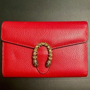Gucci red leather clutch